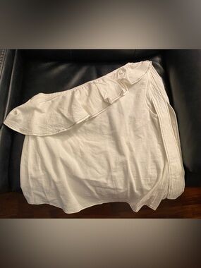 One-Shoulder White Ruffle Shirt size xl
